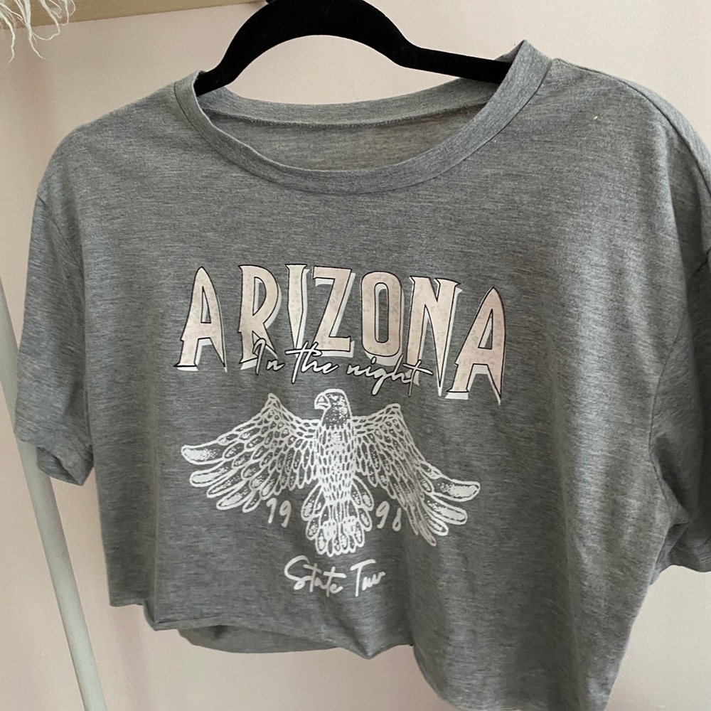 crop grey graphic top